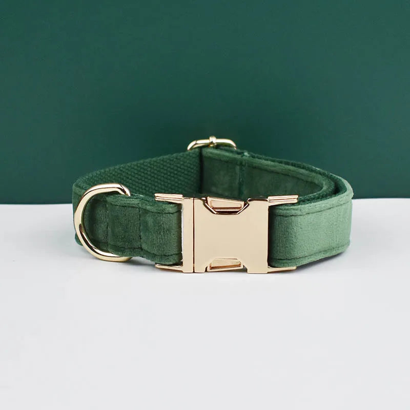 Velvet Adjustable Dog Collarleash，Gold Dog Collar and Leash Set，Dog Collar Leash and Harness Set Strong Large Dog