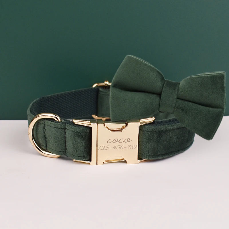 Velvet Adjustable Dog Collarleash，Gold Dog Collar and Leash Set，Dog Collar Leash and Harness Set Strong Large Dog