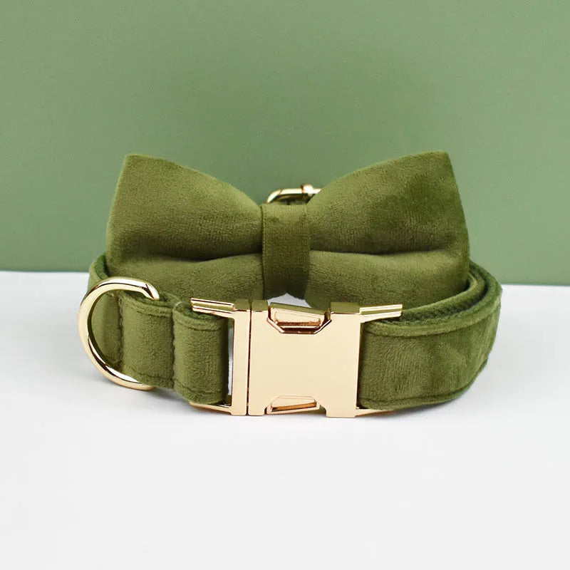 Velvet Adjustable Dog Collarleash，Gold Dog Collar and Leash Set，Dog Collar Leash and Harness Set Strong Large Dog