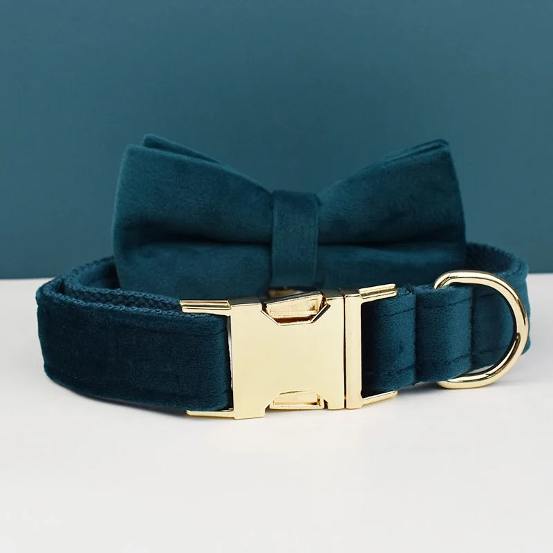 Velvet Adjustable Dog Collarleash，Gold Dog Collar and Leash Set，Dog Collar Leash and Harness Set Strong Large Dog