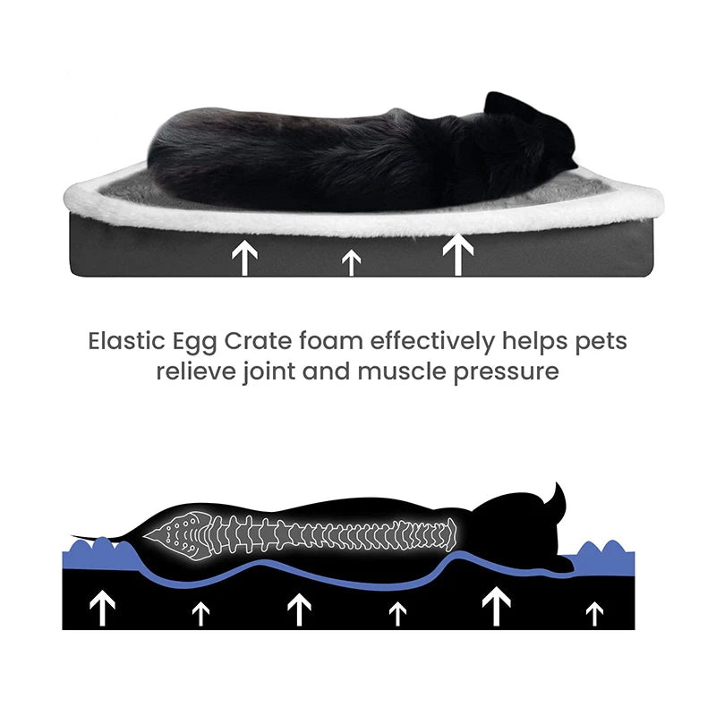 Soft Orthopedic Dog Bed Washable Nonslip Egg Crate Foam Kennel Pad Pet Sleeping Mat Cushion for Small Medium Large Breed
