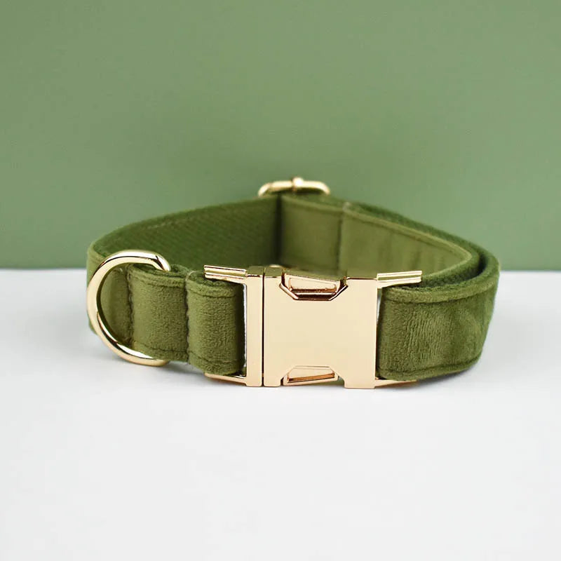 Velvet Adjustable Dog Collarleash，Gold Dog Collar and Leash Set，Dog Collar Leash and Harness Set Strong Large Dog