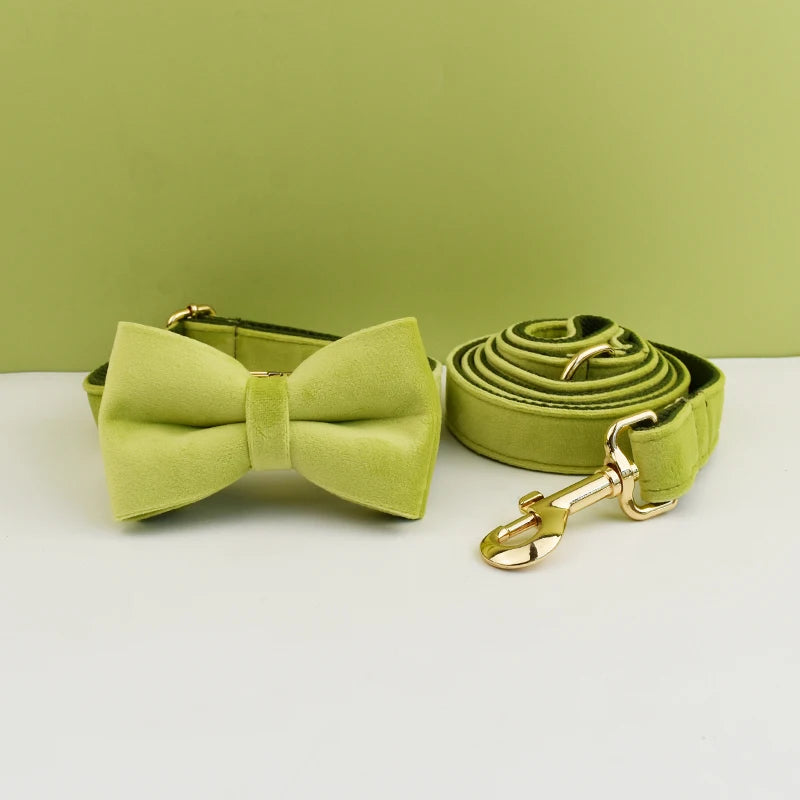 Velvet Adjustable Dog Collarleash，Gold Dog Collar and Leash Set，Dog Collar Leash and Harness Set Strong Large Dog
