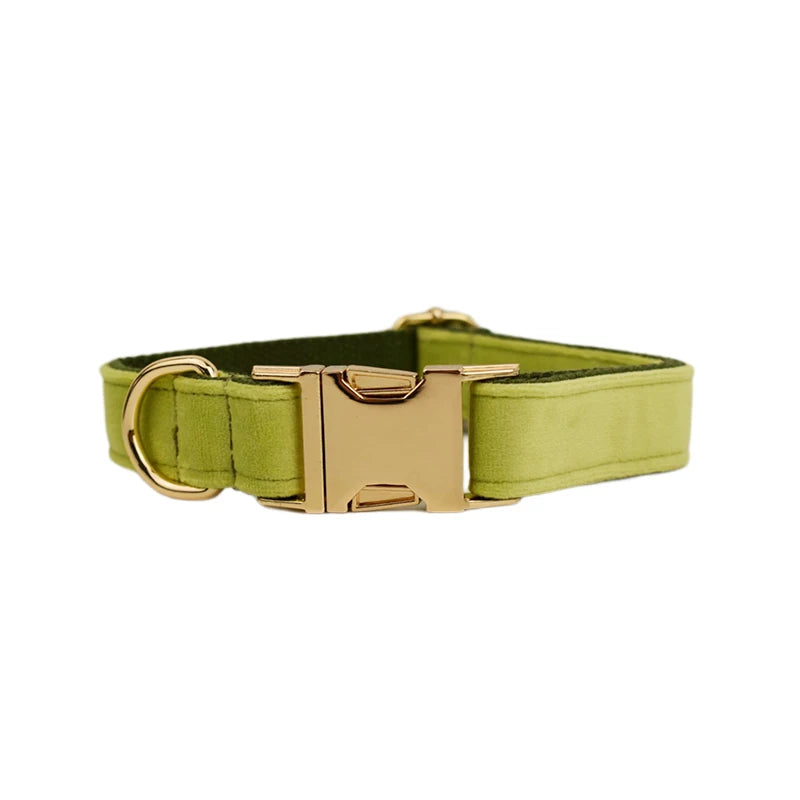 Velvet Adjustable Dog Collarleash，Gold Dog Collar and Leash Set，Dog Collar Leash and Harness Set Strong Large Dog