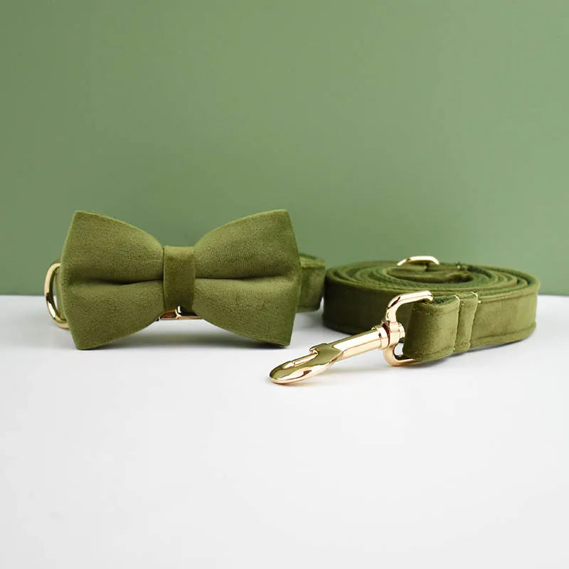 Velvet Adjustable Dog Collarleash，Gold Dog Collar and Leash Set，Dog Collar Leash and Harness Set Strong Large Dog