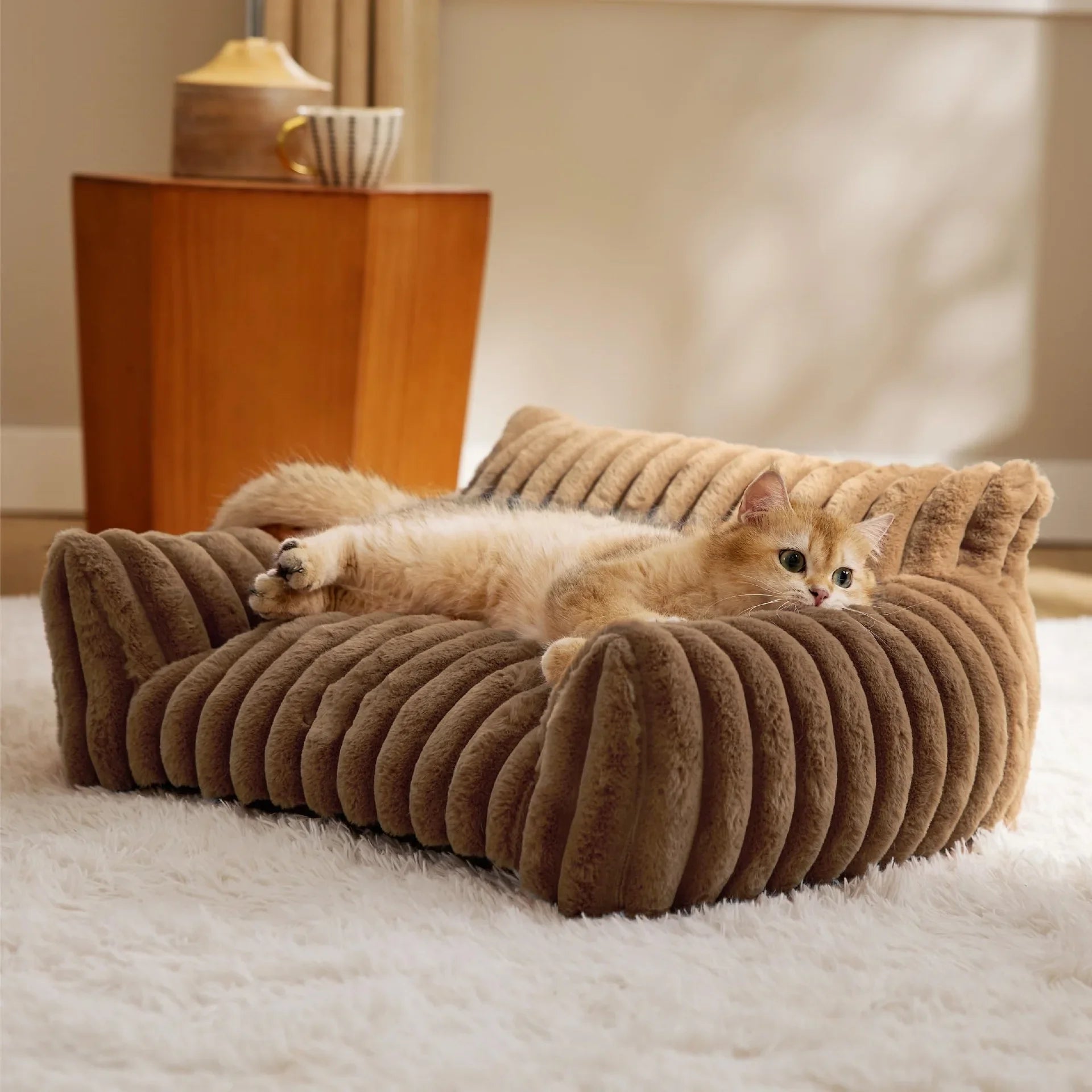 Luxury Cat Bed Sofa Winter Warm Cat Nest Pet Bed for Small Medium Dogs Cats Comfortable Plush Puppy Bed Pet Supplies Winter Sofa