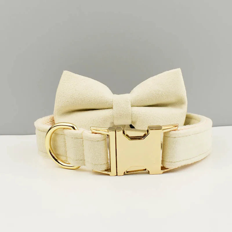 Velvet Adjustable Dog Collarleash，Gold Dog Collar and Leash Set，Dog Collar Leash and Harness Set Strong Large Dog