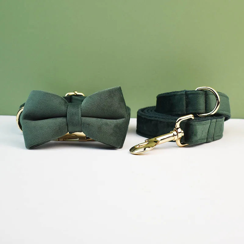 Velvet Adjustable Dog Collarleash，Gold Dog Collar and Leash Set，Dog Collar Leash and Harness Set Strong Large Dog