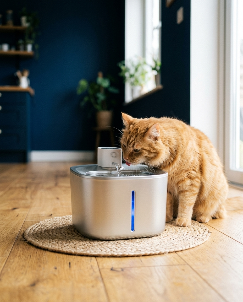 Draadloze Smart Drinkfontein — kat drinkt